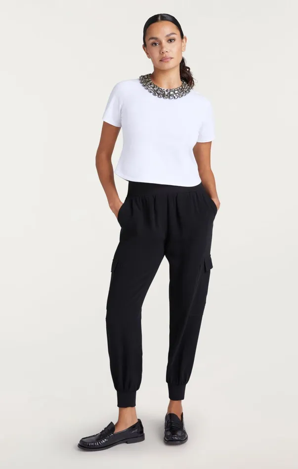 Women Tees and Pullovers Cinq Sept Chunky Necklace Shrunken Tee White