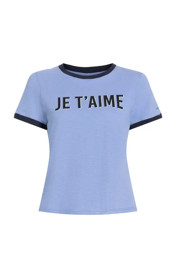 Women Tees and Pullovers Cinq Sept Je Taime Ringer Tee Rustic Blue