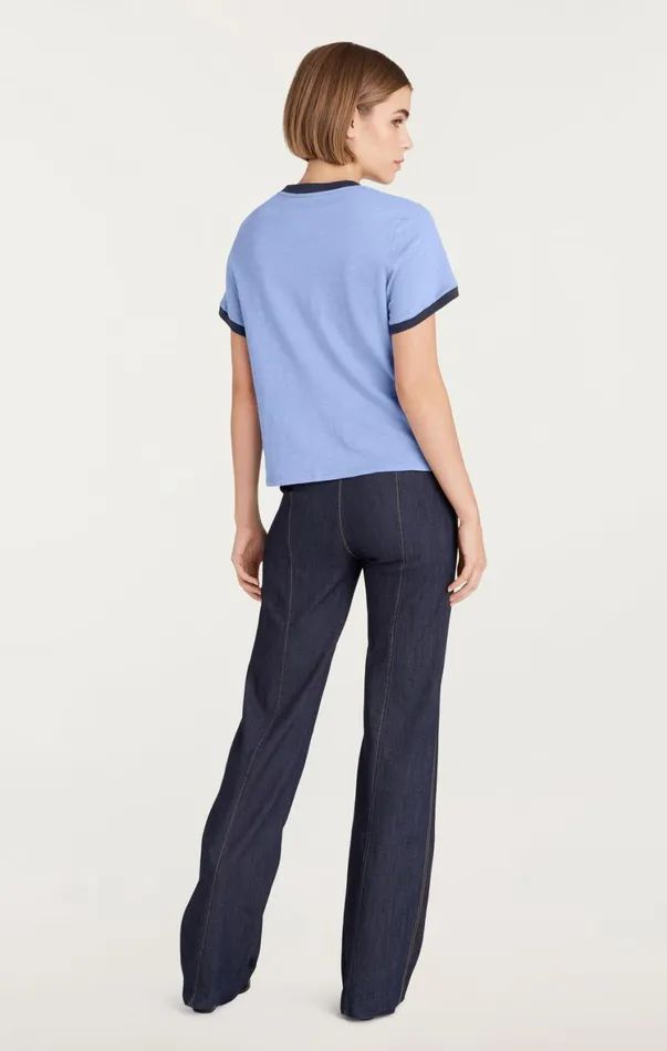 Women Tees and Pullovers Cinq Sept Je Taime Ringer Tee Rustic Blue