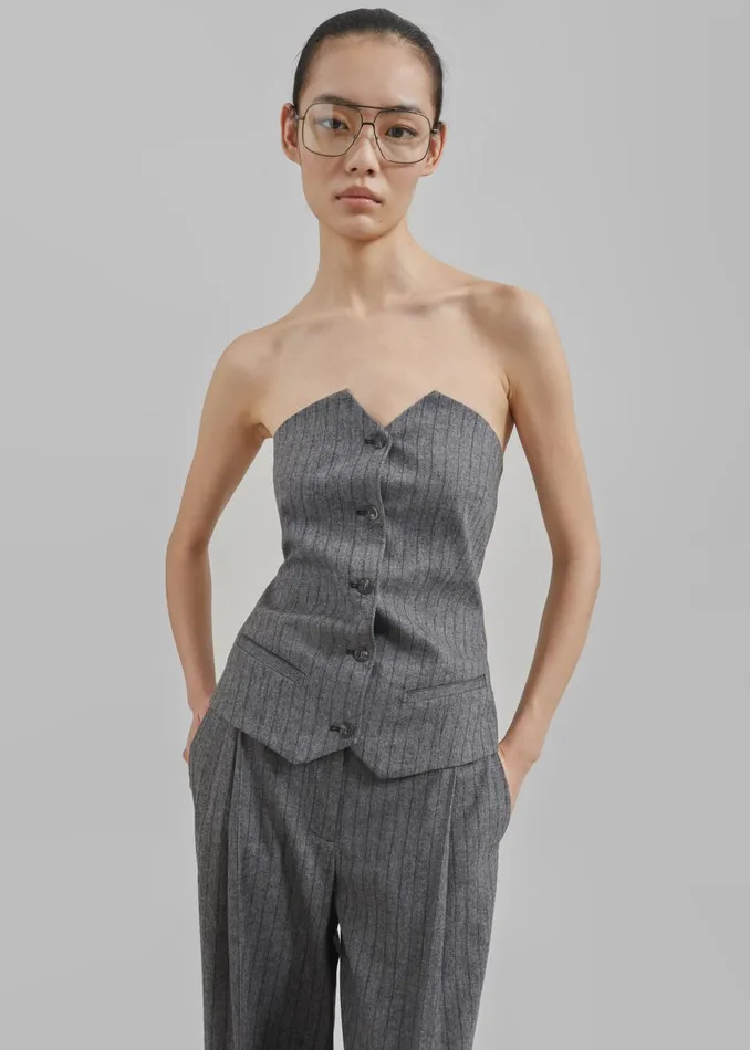 Women The Garment Tilda Tube Top 8211 GreyBlack Stripe The Frankie Shop Tops