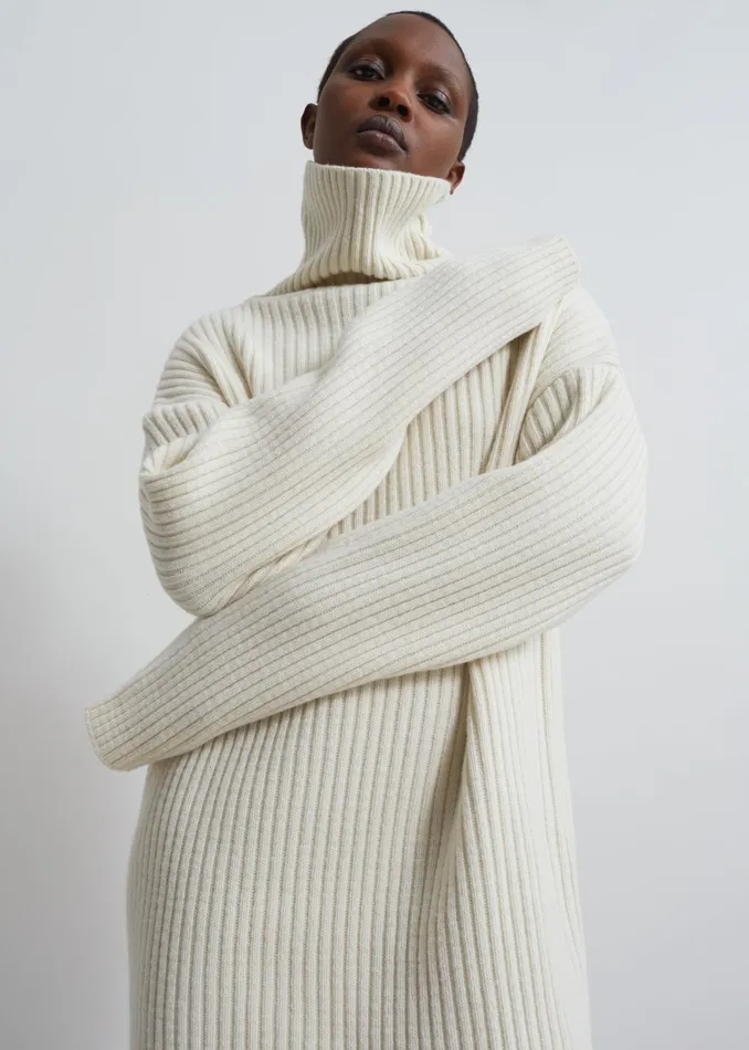 Women Thelma Ribbed Sweater Dress 8211 Cream The Frankie Shop Knitwear