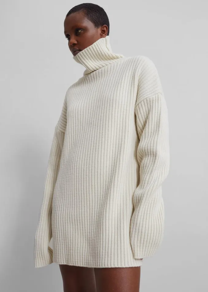 Women Thelma Ribbed Sweater Dress 8211 Cream The Frankie Shop Knitwear