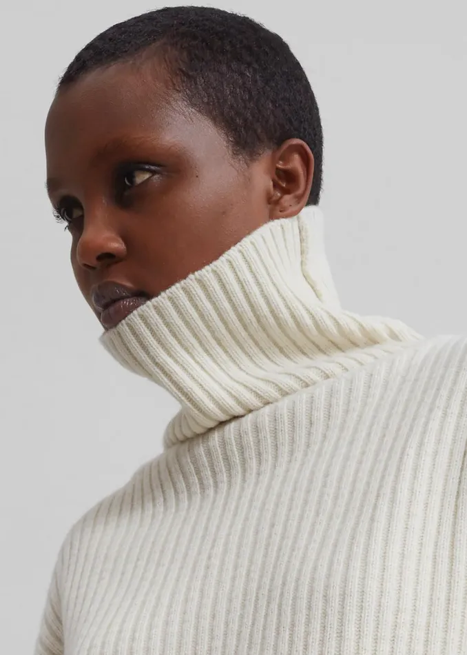 Women Thelma Ribbed Sweater Dress 8211 Cream The Frankie Shop Knitwear