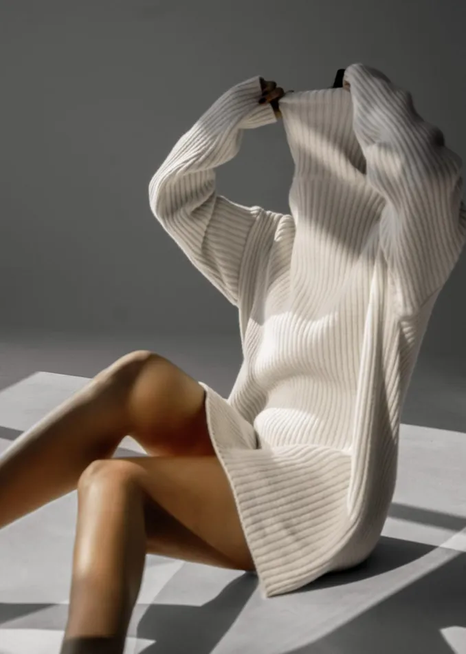 Women Thelma Ribbed Sweater Dress 8211 Cream The Frankie Shop Knitwear