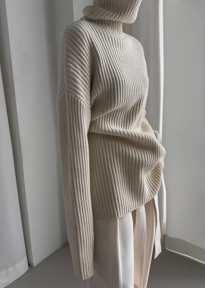Women Thelma Ribbed Sweater Dress 8211 Cream The Frankie Shop Knitwear