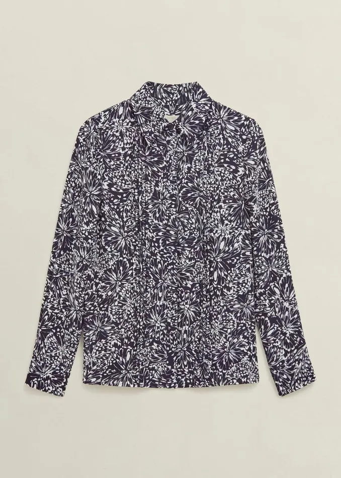 Women Tops Hobbs Astraea Shirt Navy Ivory