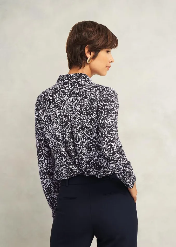 Women Tops Hobbs Astraea Shirt Navy Ivory