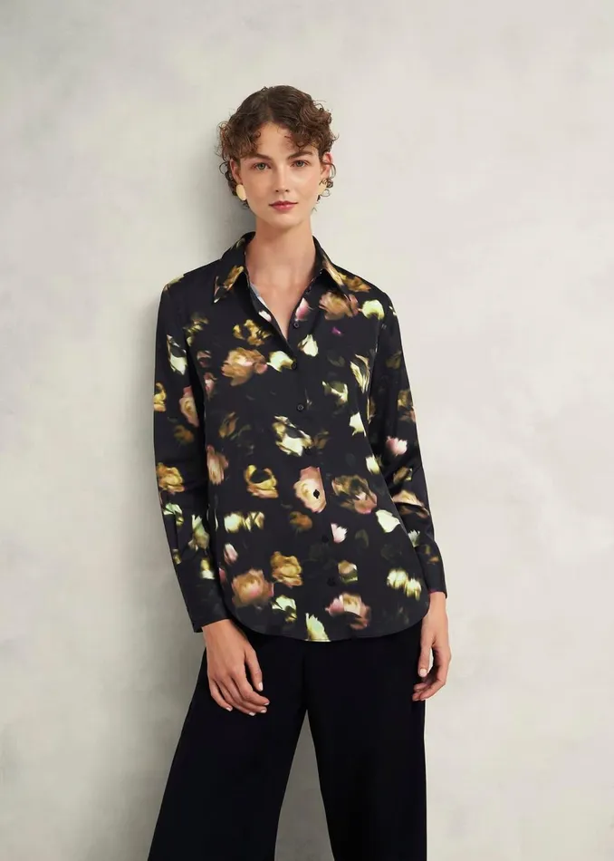 Women Tops Hobbs Eden Shirt Black Multi