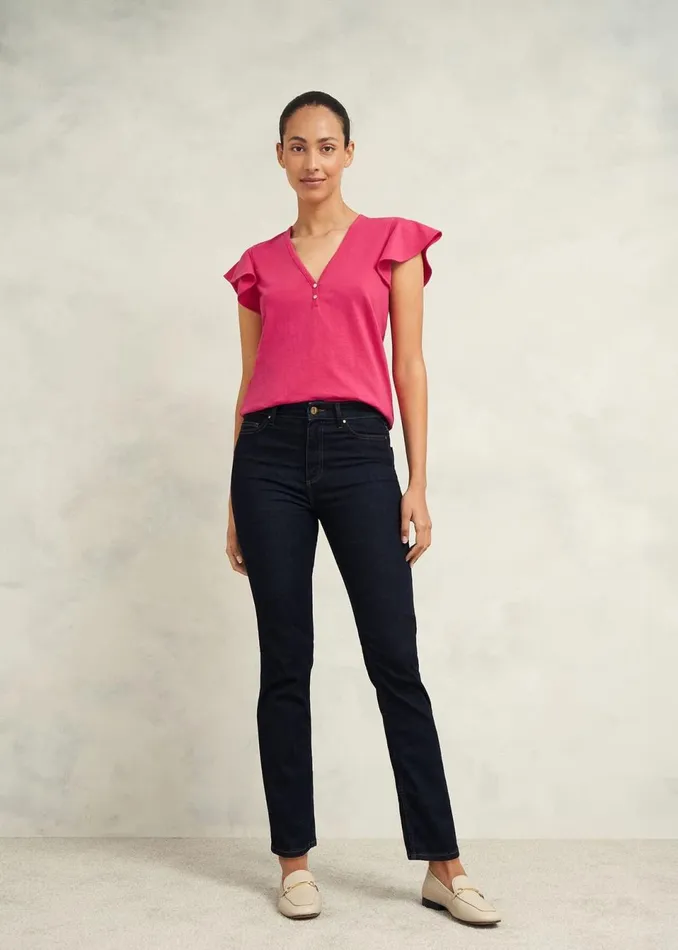 Women Tops Hobbs Pippa Cotton Slub Top Zinnia Pink