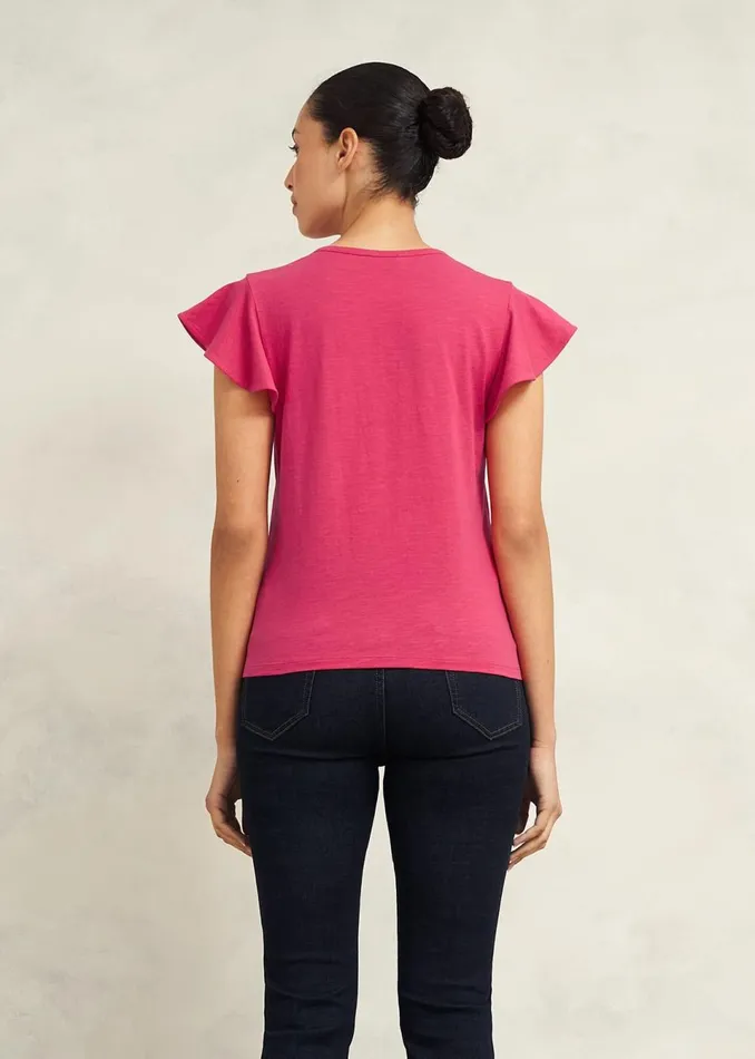 Women Tops Hobbs Pippa Cotton Slub Top Zinnia Pink
