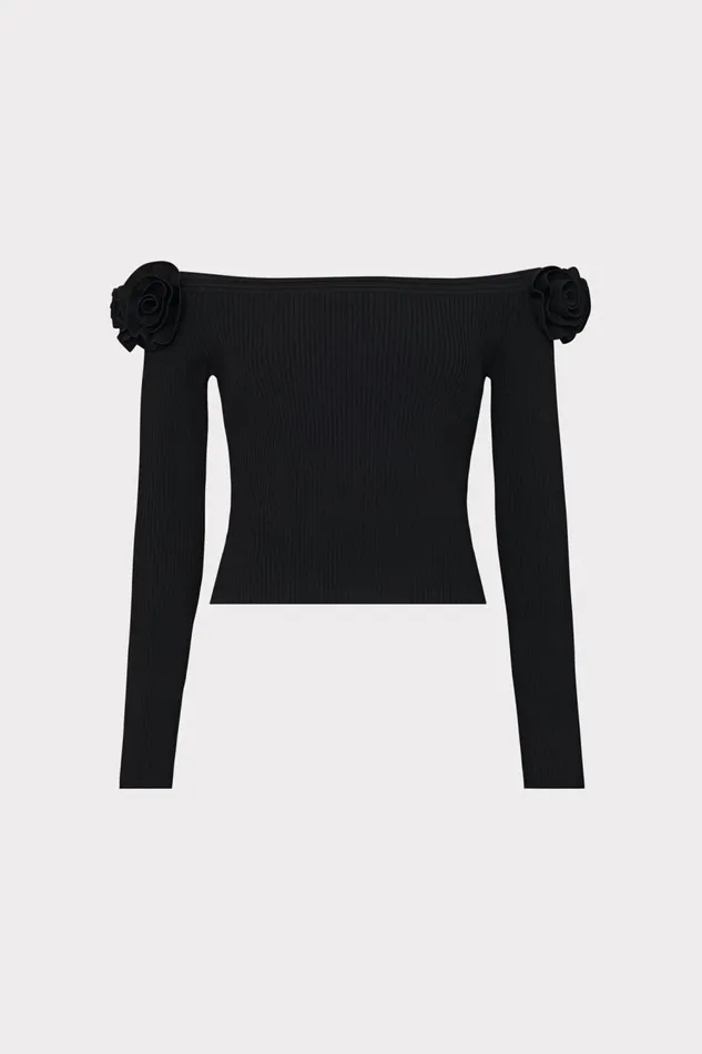 Women Tops Milly Kayla Off The Shoulder Knit Top Black
