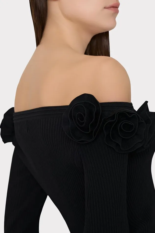 Women Tops Milly Kayla Off The Shoulder Knit Top Black