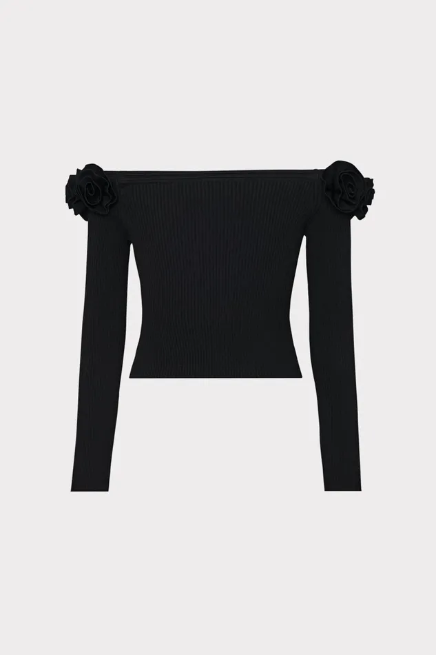 Women Tops Milly Kayla Off The Shoulder Knit Top Black