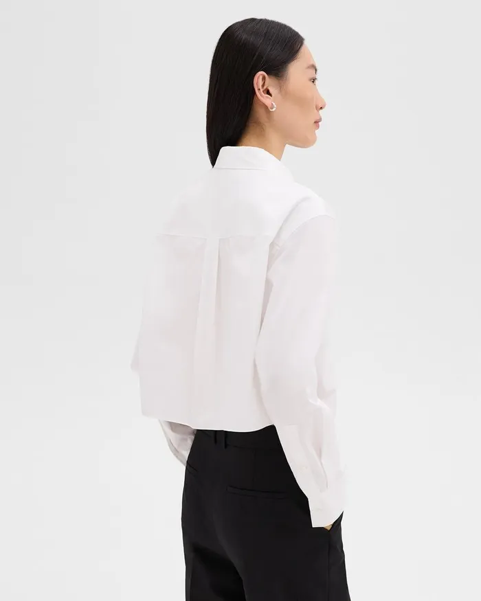 Women Tops Theory Cropped Shirt In Good Cotton White