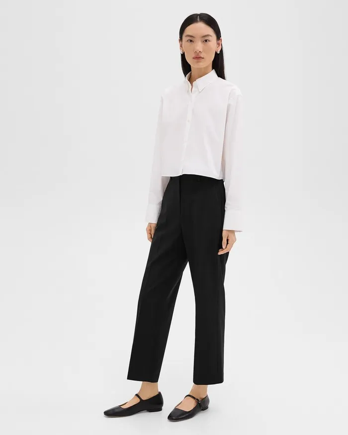 Women Tops Theory Cropped Shirt In Good Cotton White