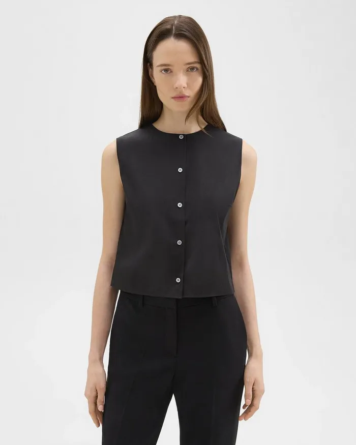 Women Tops Theory Shell Top In Good Cotton Black