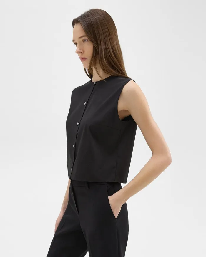 Women Tops Theory Shell Top In Good Cotton Black