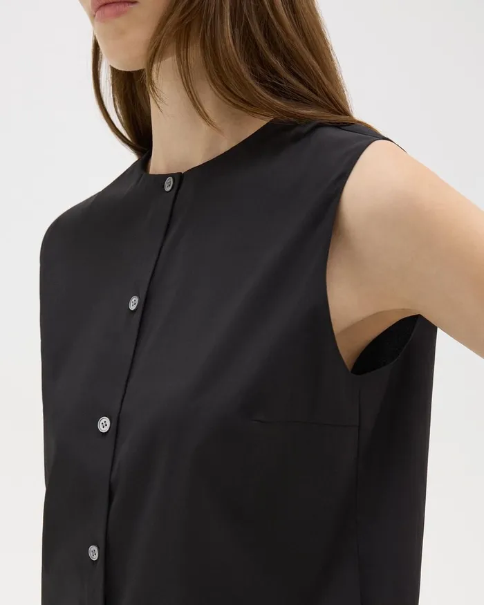 Women Tops Theory Shell Top In Good Cotton Black