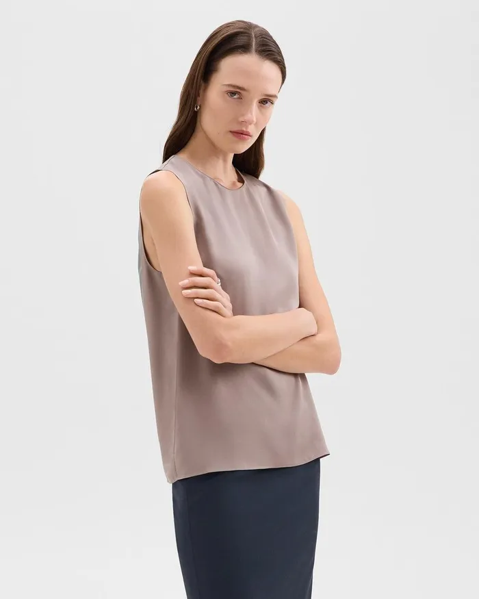 Women Tops Theory Shell Top In Silk Georgette Cinder
