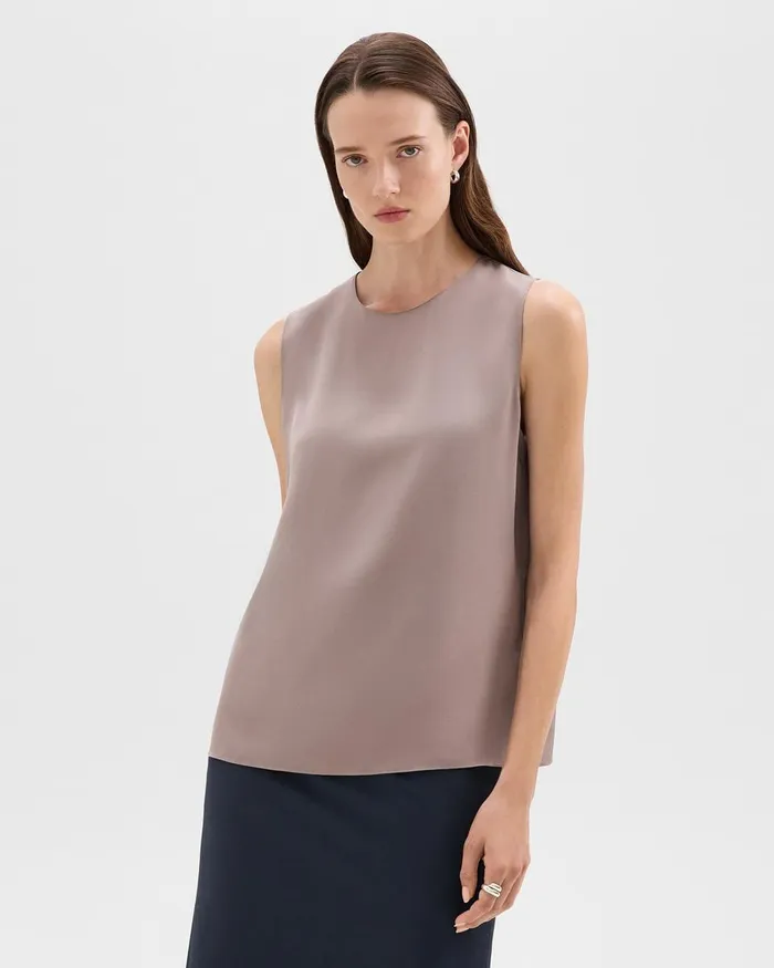 Women Tops Theory Shell Top In Silk Georgette Cinder