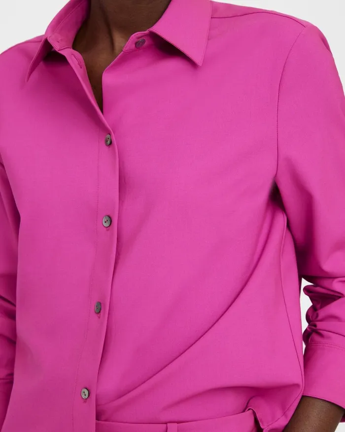 Women Tops Theory Straight Shirt In Good Wool Carnation
