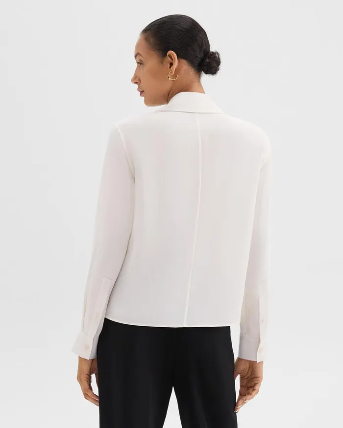 Women Tops Theory Trench Blouse In Recycled Georgette Ivory