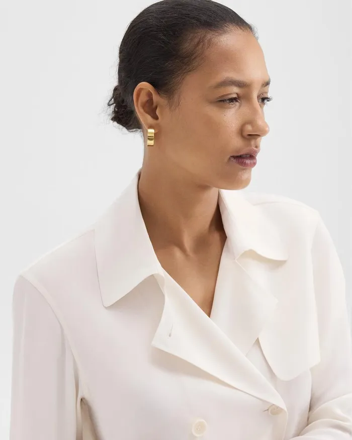 Women Tops Theory Trench Blouse In Recycled Georgette Ivory