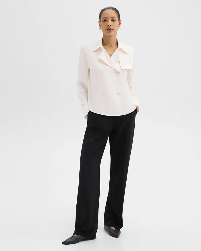 Women Tops Theory Trench Blouse In Recycled Georgette Ivory
