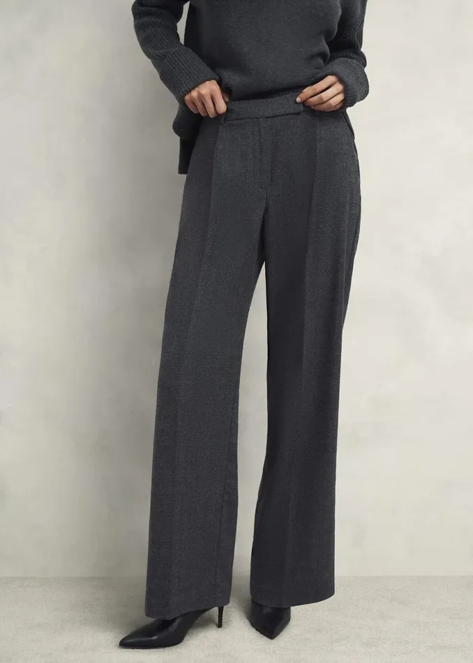 Women Trousers Hobbs Middleton Trousers With Wool Grey Black