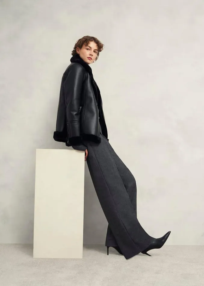 Women Trousers Hobbs Middleton Trousers With Wool Grey Black