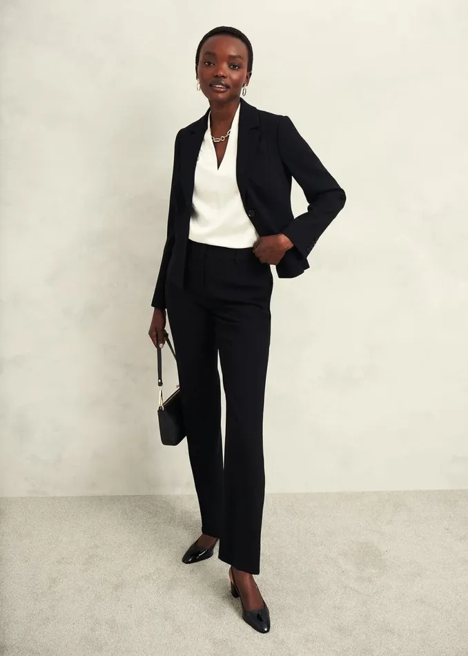 Women Trousers Hobbs Petite Maya Straight Trousers Black