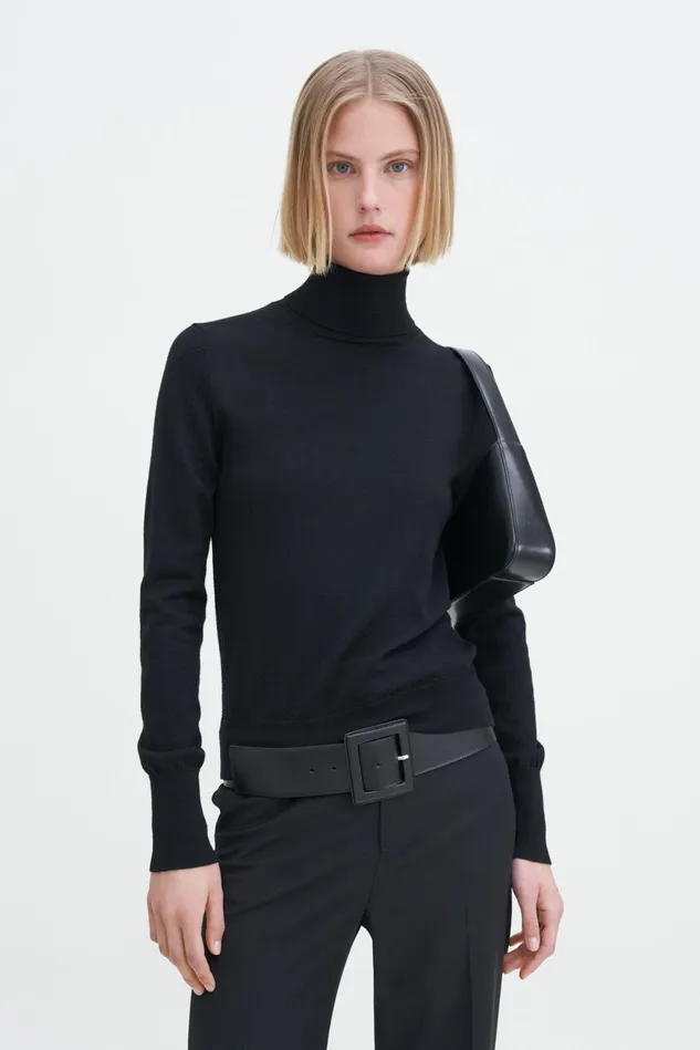 Women Turtleneck Sweater Black Filippa K Knitwear