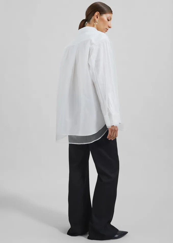 Women Valetta Double Shirt 8211 Optic White The Frankie Shop Tops