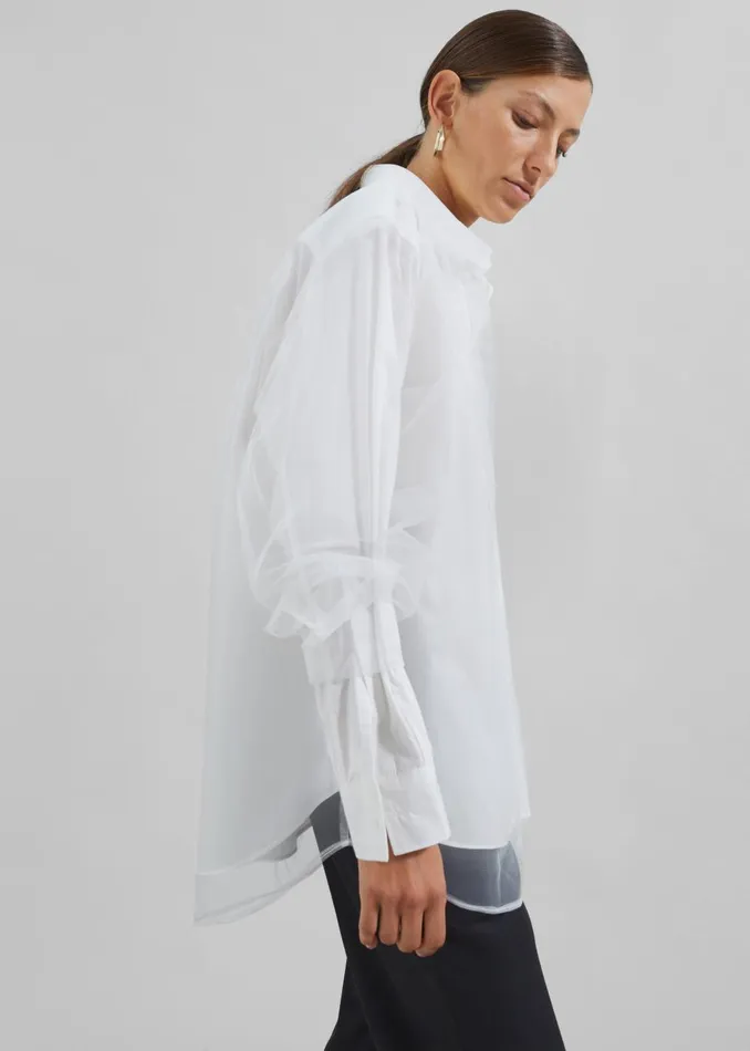 Women Valetta Double Shirt 8211 Optic White The Frankie Shop Tops
