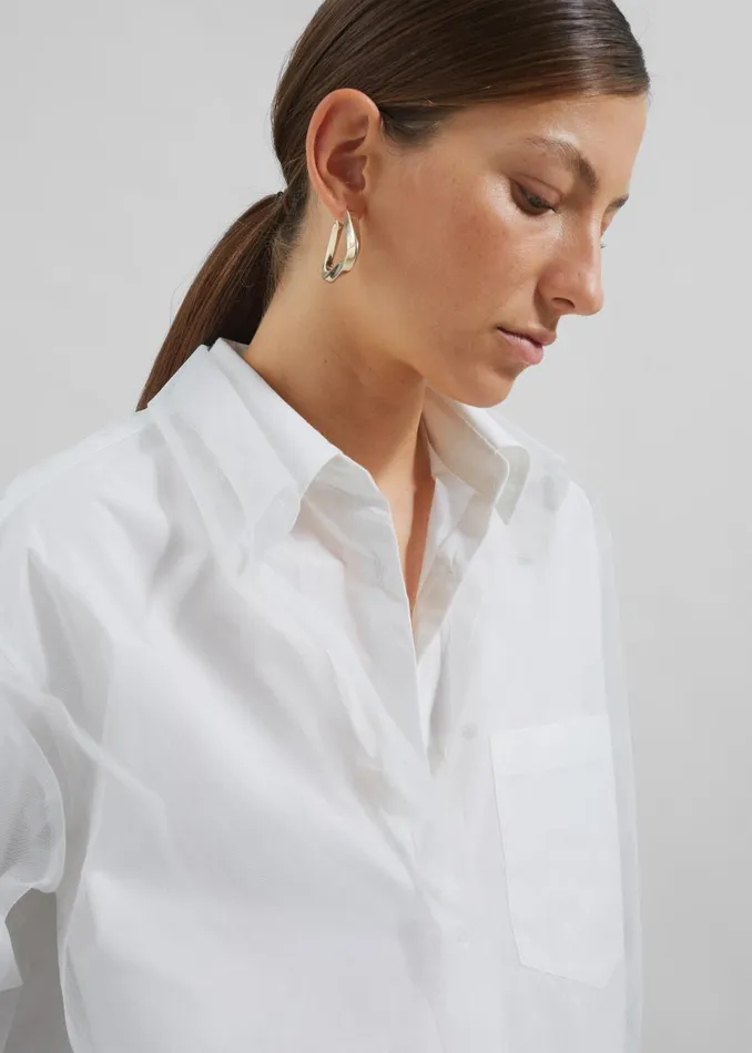 Women Valetta Double Shirt 8211 Optic White The Frankie Shop Tops