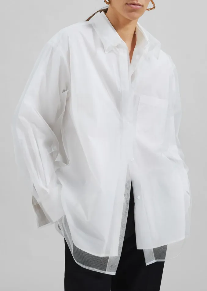 Women Valetta Double Shirt 8211 Optic White The Frankie Shop Tops
