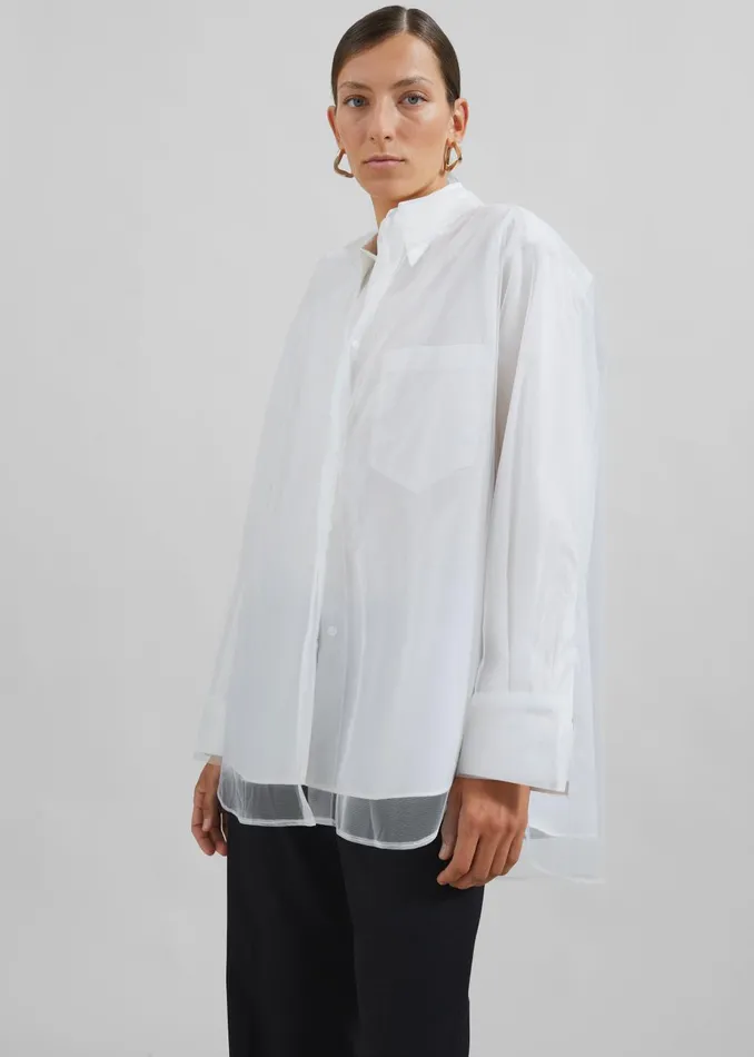 Women Valetta Double Shirt 8211 Optic White The Frankie Shop Tops