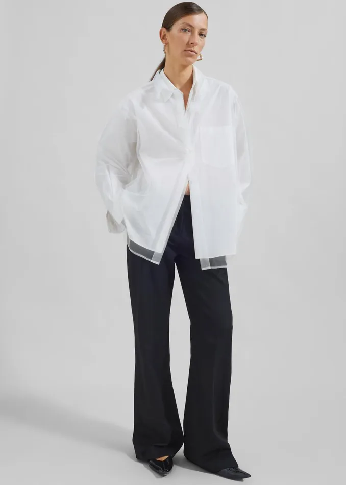 Women Valetta Double Shirt 8211 Optic White The Frankie Shop Tops