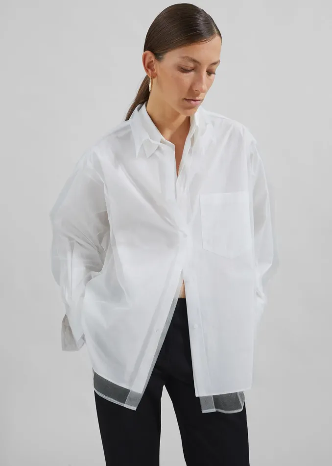 Women Valetta Double Shirt 8211 Optic White The Frankie Shop Tops