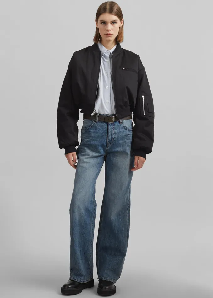 Women Vaud Reversible Cropped Bomber 8211 Black The Frankie Shop Outerwear