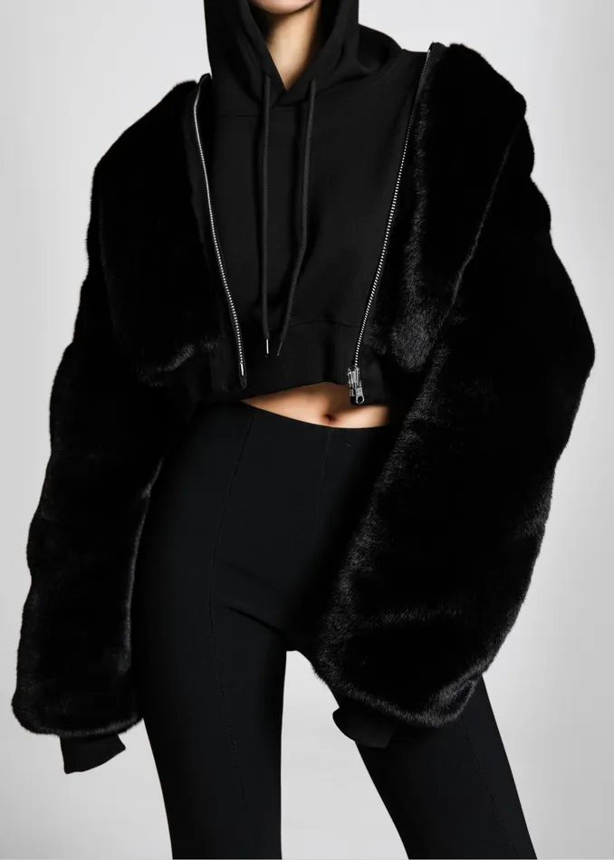 Women Vaud Reversible Cropped Bomber 8211 Black The Frankie Shop Outerwear
