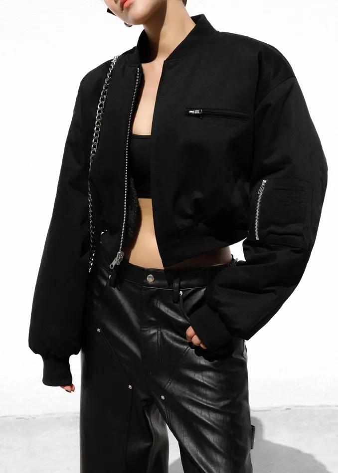Women Vaud Reversible Cropped Bomber 8211 Black The Frankie Shop Outerwear