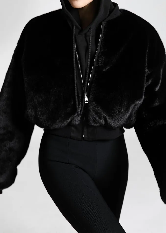 Women Vaud Reversible Cropped Bomber 8211 Black The Frankie Shop Outerwear