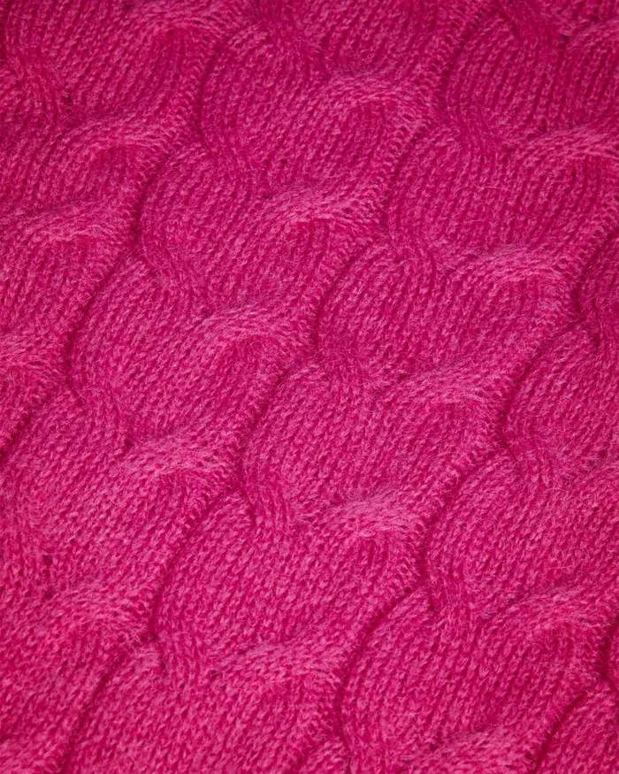 Women VEOLAA 8211 Wool And Mohair Blend Cable Knit Jumper Bright Pink Ted Baker Jumpers and Cardigans