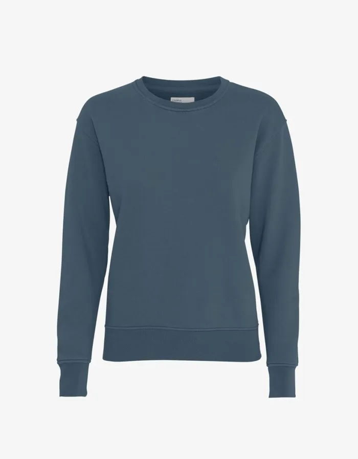 Women Women Classic Organic Crew Petrol Blue Colorful Standard Crewneck Sweatshirts