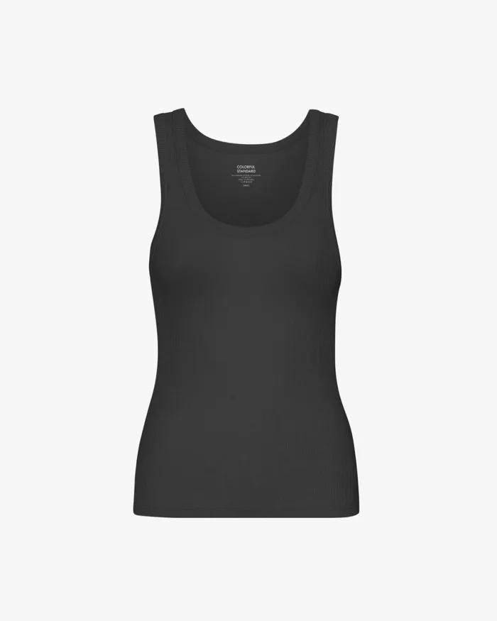 Women Women Organic Rib Tank Top Deep Black Colorful Standard Tank Tops