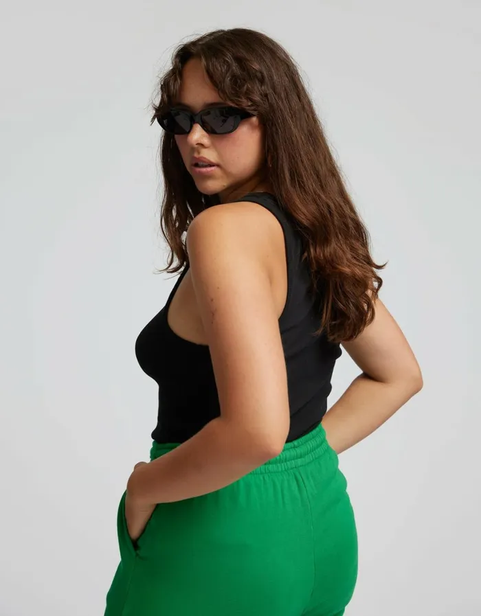Women Women Organic Rib Tank Top Deep Black Colorful Standard Tank Tops