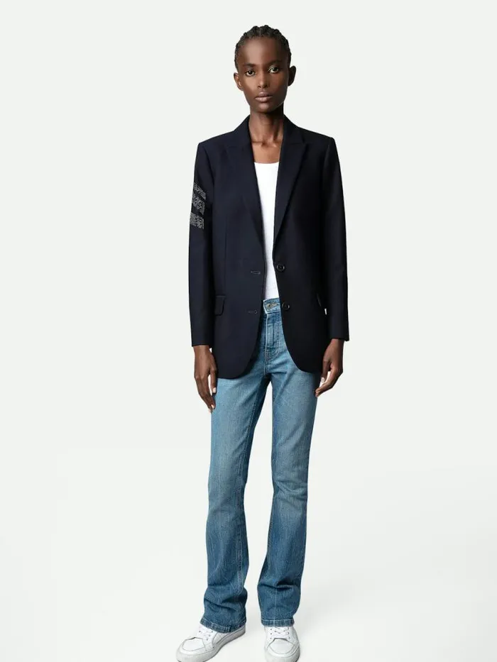 Women Zadig and Voltaire Blazers Viva Arrow Strass Blazer Ink