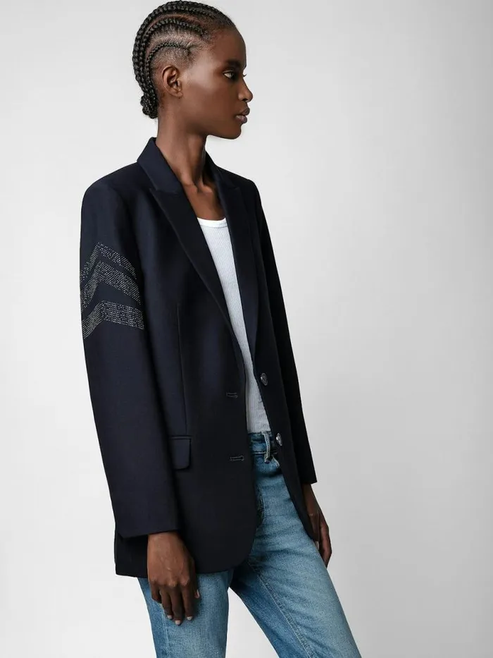 Women Zadig and Voltaire Blazers Viva Arrow Strass Blazer Ink Women Zadig and Voltaire Blazers Viva Arrow Strass Blazer Ink