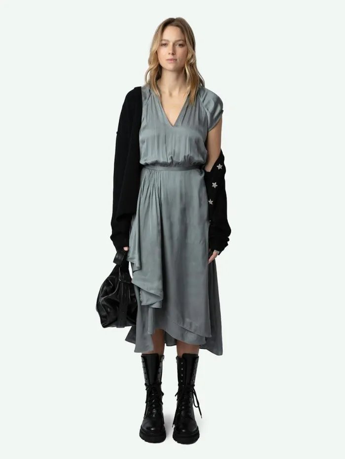 Women Zadig and Voltaire Dresses and Skirts Randall Satin Dress Iron Women Zadig and Voltaire Dresses and Skirts Randall Satin Dress Iron